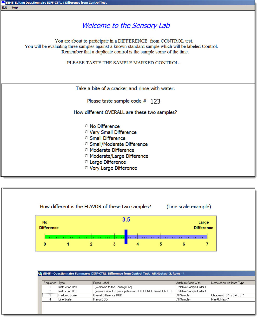 Degree Of Difference DOD Examples SIMS Sensory Evaluation Testing 